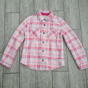 Weatherproof Vintage Plaid Sherpa Lined Jacket Pink Blue Girls Size M 10/12